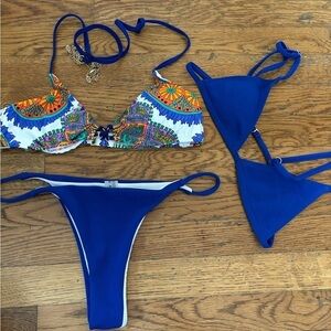 NEW Trina Turk Friday blue multicolor, cheeky bikini size small medium